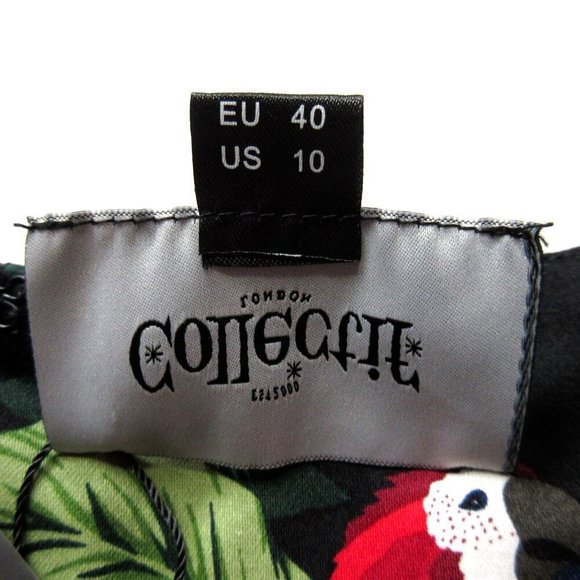 NWT Collectif Anita parrot Paradise in Black Cotton Pencil Dress L / US 10 - Picture 5 of 6